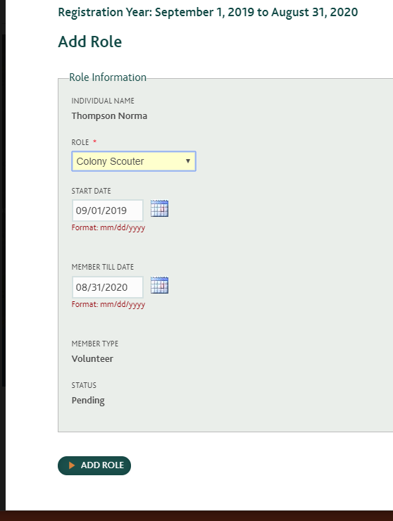 Confirm Role