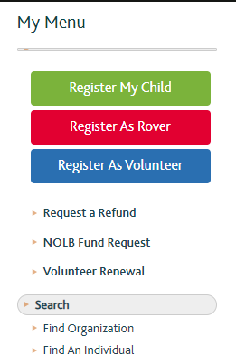 Registration menu